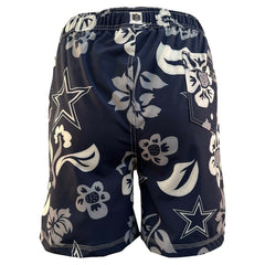 Dallas Cowboys Wes & Willy Youth Floral Volley Swim Trunks Navy - NFL