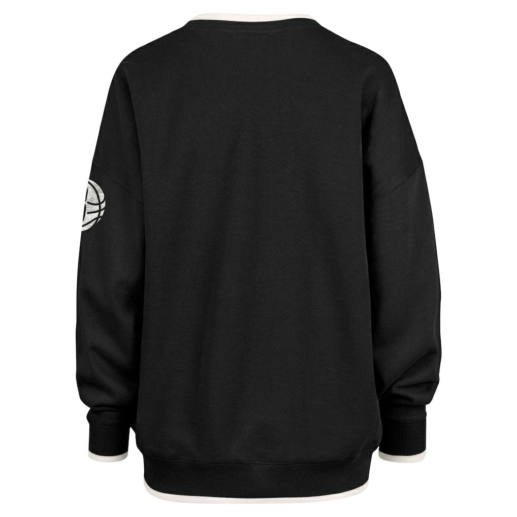 47 brand - Brooklyn Nets '47 Women's Rise Wax Pack Daze '80s Oversize Pullover Sweatshirt - Black