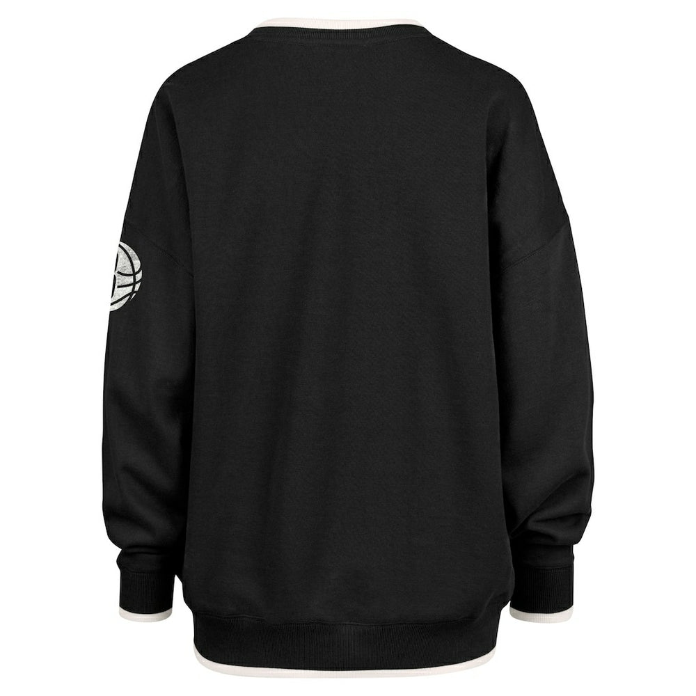 47 brand - Brooklyn Nets '47 Women's Rise Wax Pack Daze '80s Oversize Pullover Sweatshirt - Black