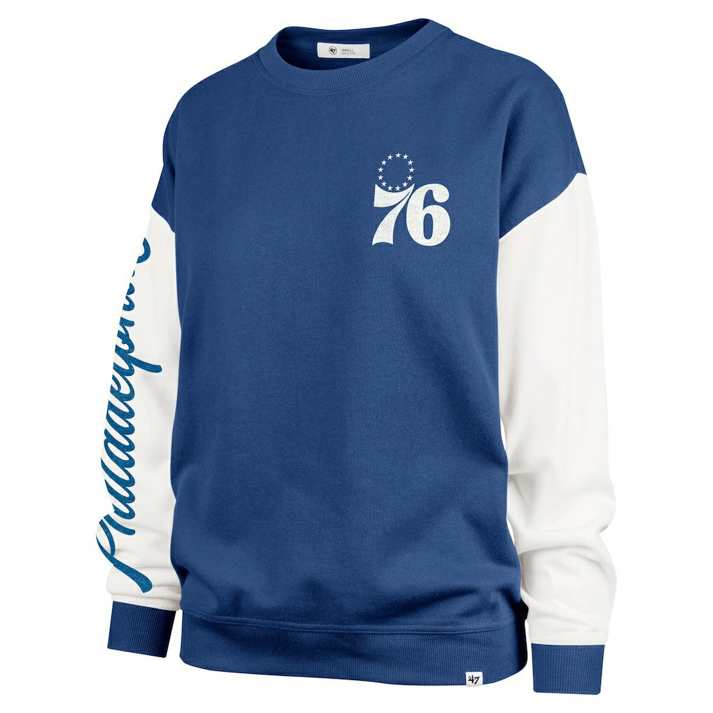 47 brand - Philadelphia 76ers '47 Women's Rise Andie Oversized Pullover Sweatshirt - Royal