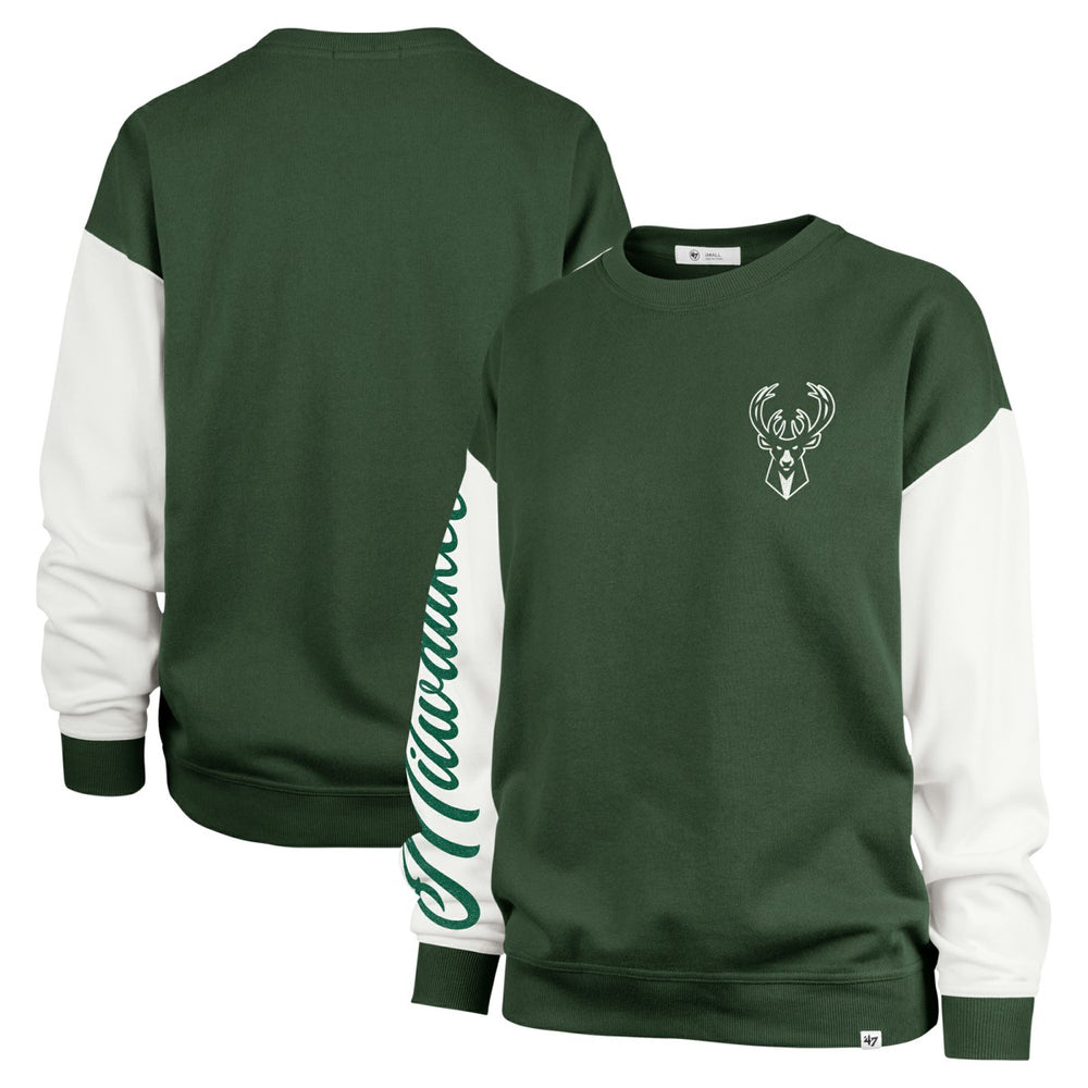 47 brand - Milwaukee Bucks '47 Women's Rise Andie Oversized Pullover Sweatshirt - Hunter Green