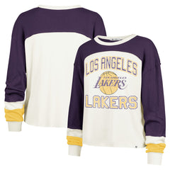 47 brand - Los Angeles Lakers '47 Women's Curve Raglan Long Sleeve T-Shirt - Cream