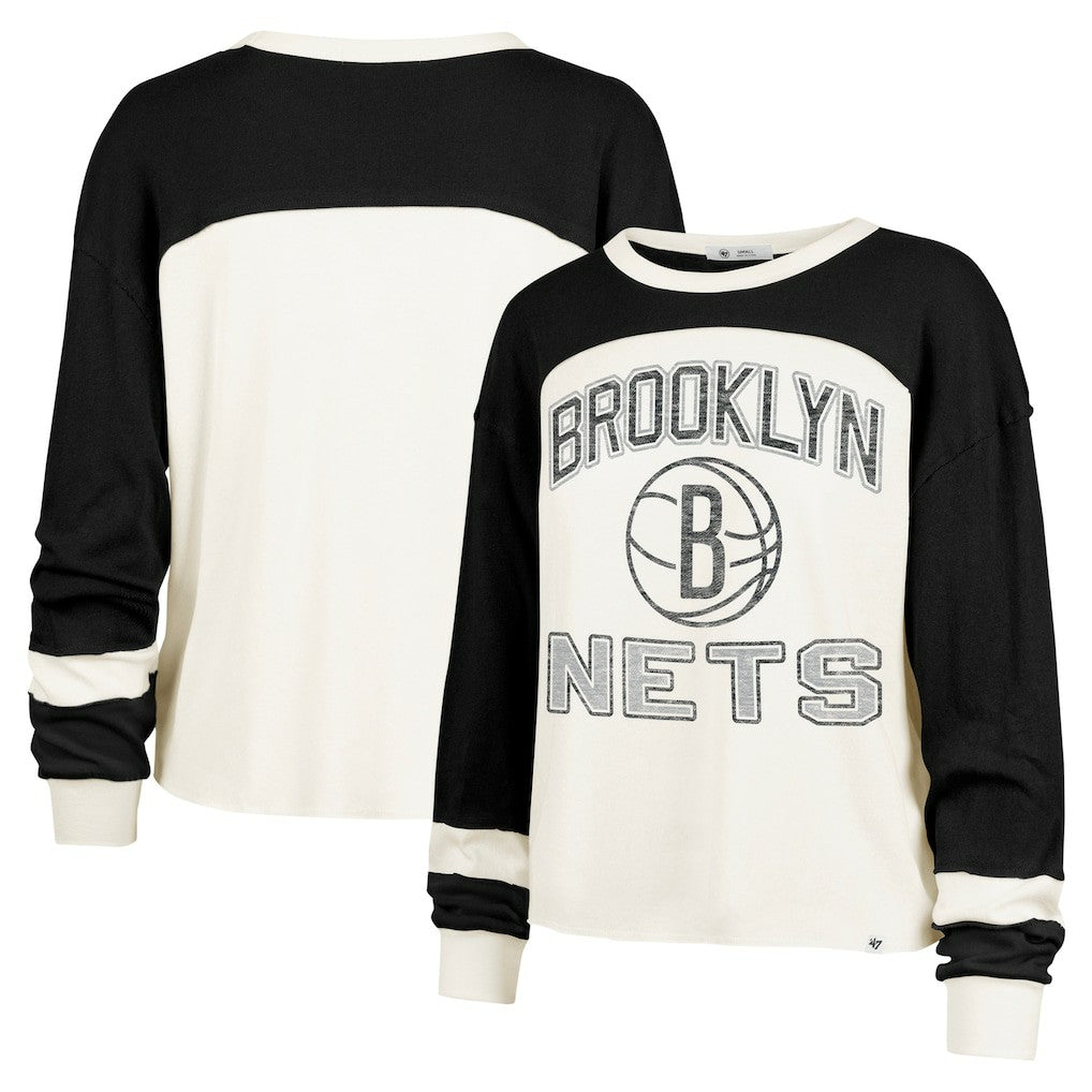 47 brand - Brooklyn Nets '47 Women's Curve Raglan Long Sleeve T-Shirt - Cream