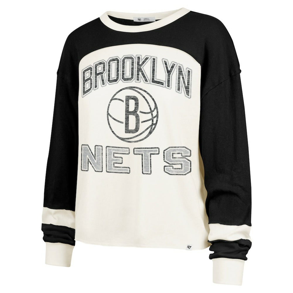 47 brand - Brooklyn Nets '47 Women's Curve Raglan Long Sleeve T-Shirt - Cream