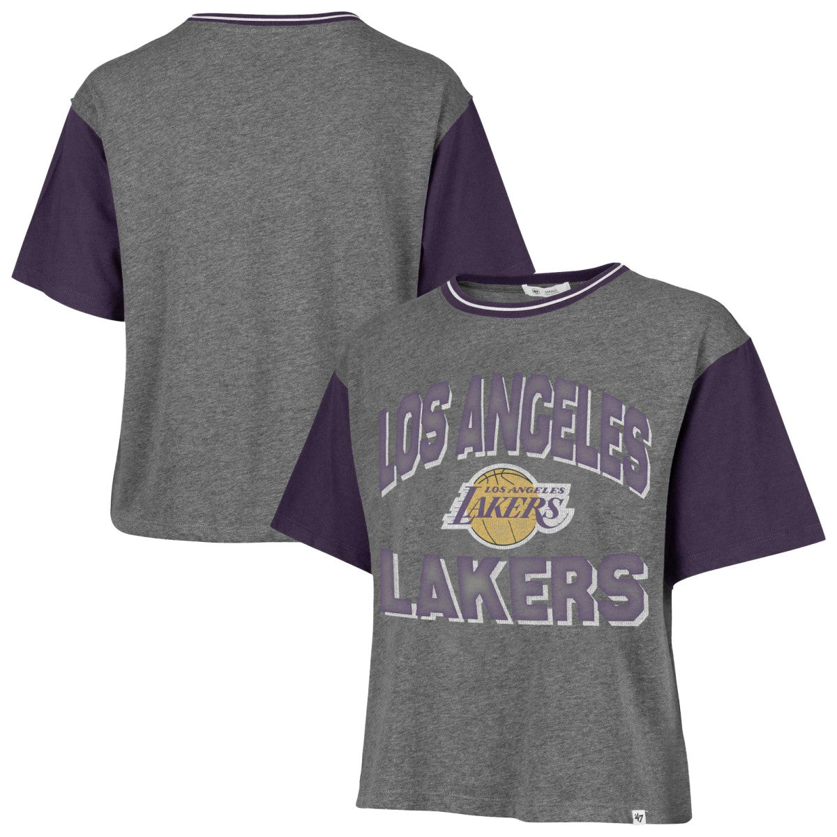 47 brand - Los Angeles Lakers '47 Women's Rise Clubhouse Ziggy Color Block T-Shirt - Gray