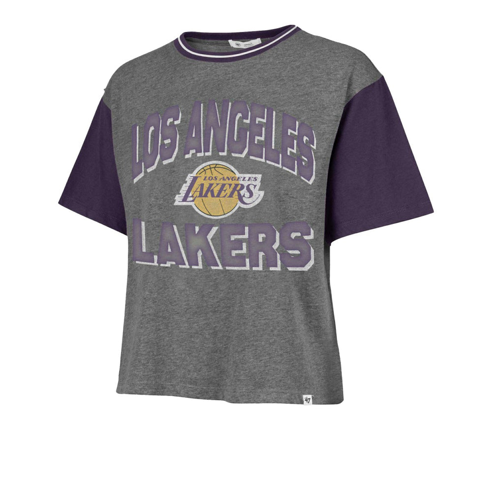 47 brand - Los Angeles Lakers '47 Women's Rise Clubhouse Ziggy Color Block T-Shirt - Gray