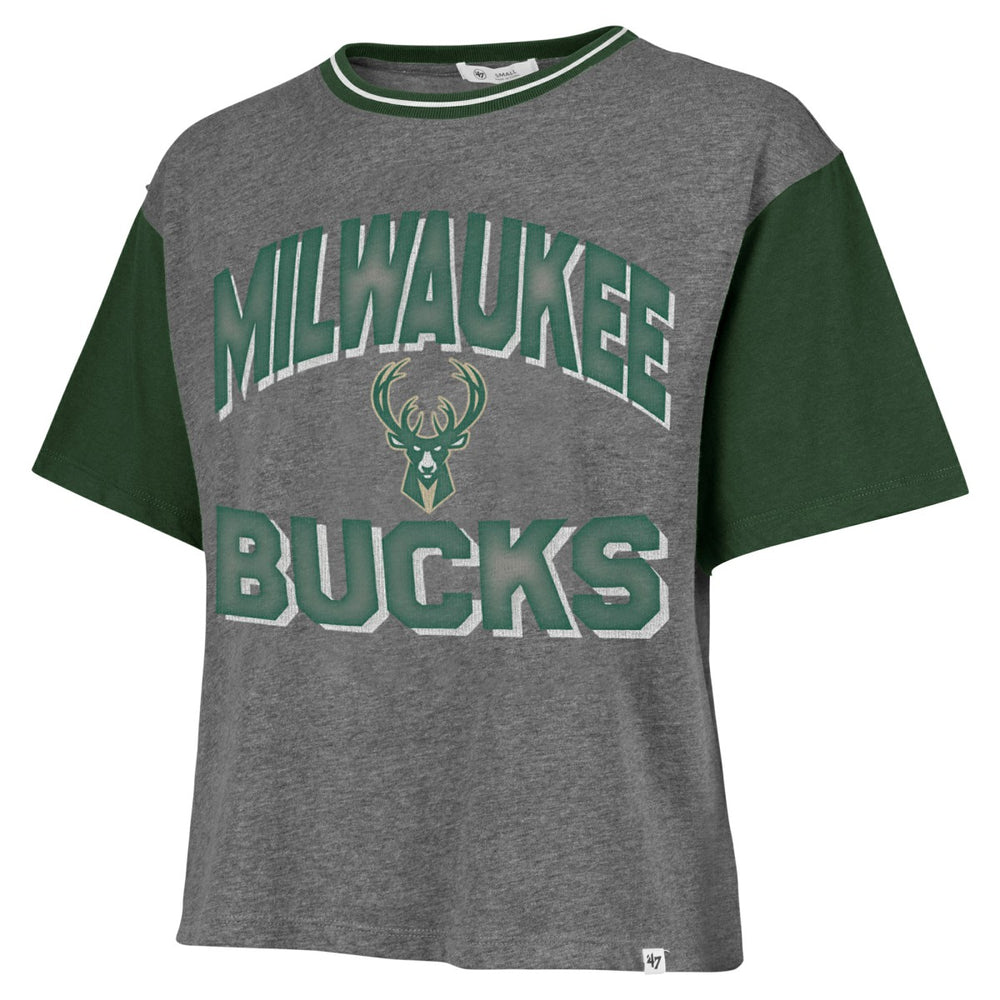 47 brand - Milwaukee Bucks '47 Women's Rise Clubhouse Ziggy Color Block T-Shirt - Gray