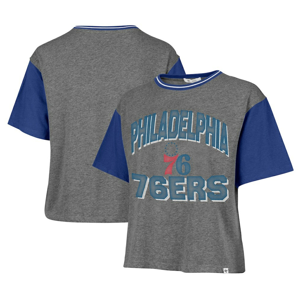 47 brand - Philadelphia 76ers '47 Women's Rise Clubhouse Ziggy Color Block T-Shirt - Gray