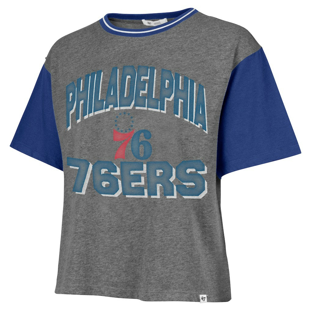 47 brand - Philadelphia 76ers '47 Women's Rise Clubhouse Ziggy Color Block T-Shirt - Gray