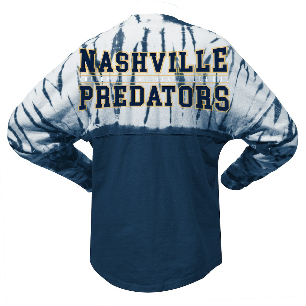 Nashville Predators - Spirit Jersey Unisex Crystal Half Dye Long Sleeve T-Shirt Navy