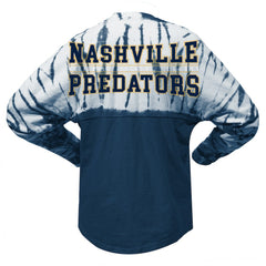 Nashville Predators - Spirit Jersey Unisex Crystal Half Dye Long Sleeve T-Shirt Navy