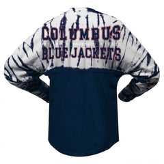 Columbus Blue Jackets - Spirit Jersey Unisex Crystal Half Dye Long Sleeve T-Shirt Navy