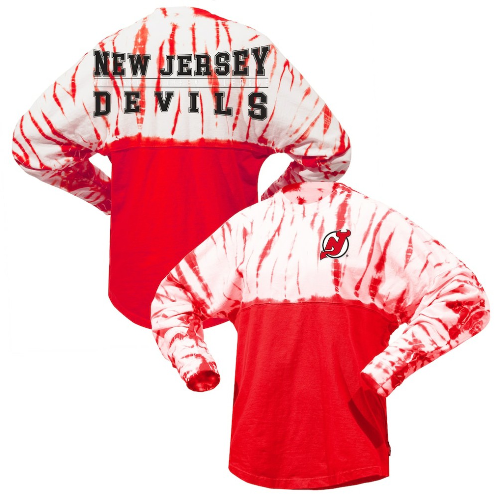 New Jersey Devils - Spirit Jersey Unisex Crystal Half Dye Long Sleeve T-Shirt Red
