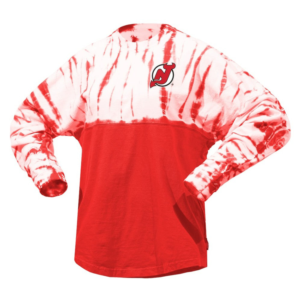 New Jersey Devils - Spirit Jersey Unisex Crystal Half Dye Long Sleeve T-Shirt Red