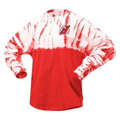 New Jersey Devils - Spirit Jersey Unisex Crystal Half Dye Long Sleeve T-Shirt Red