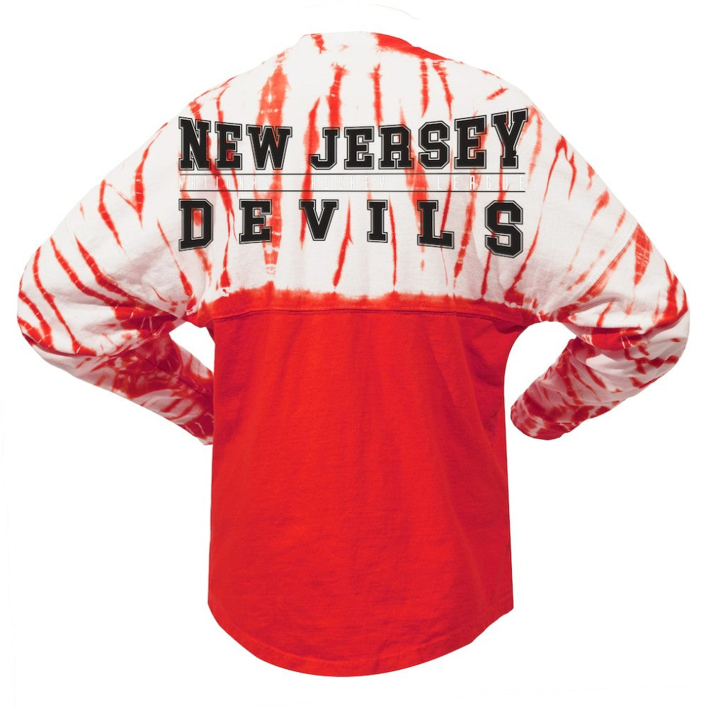 New Jersey Devils - Spirit Jersey Unisex Crystal Half Dye Long Sleeve T-Shirt Red