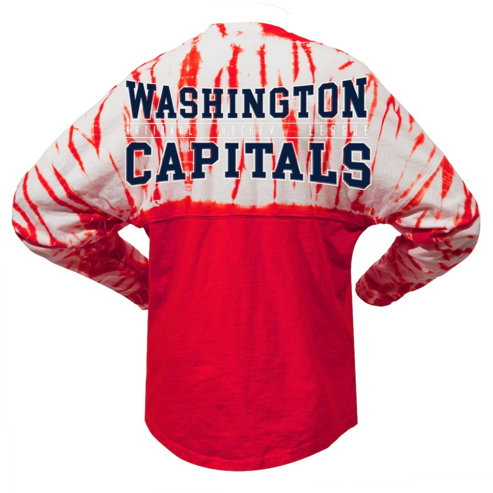 Washington Capitals Spirit Jersey Unisex Crystal Half Dye Long Sleeve T-Shirt Red