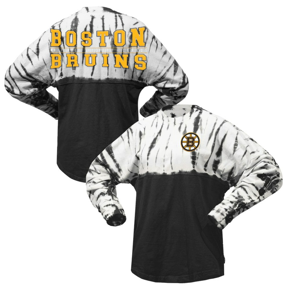 Boston Bruins Spirit Jersey Unisex Crystal Half Dye Long Sleeve T-Shirt Black