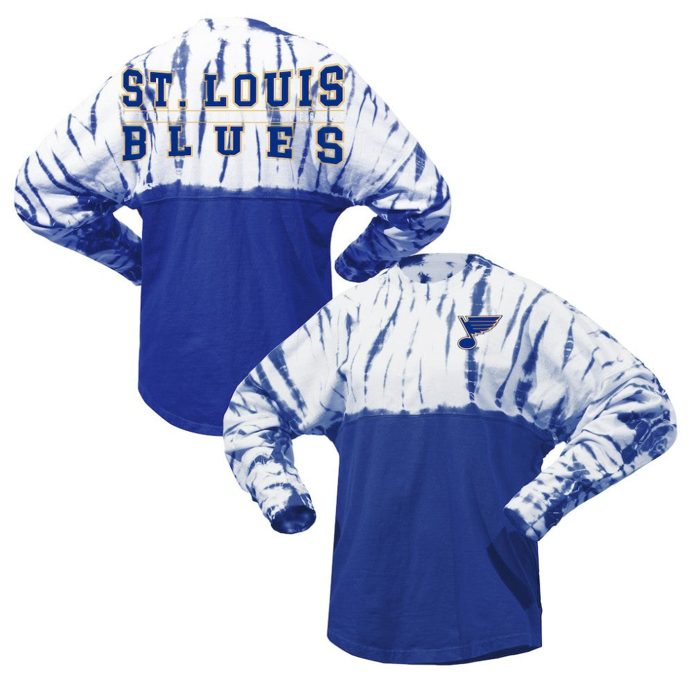 St. Louis Blues - Spirit Jersey Unisex Crystal Half Dye Long Sleeve T-Shirt Blue