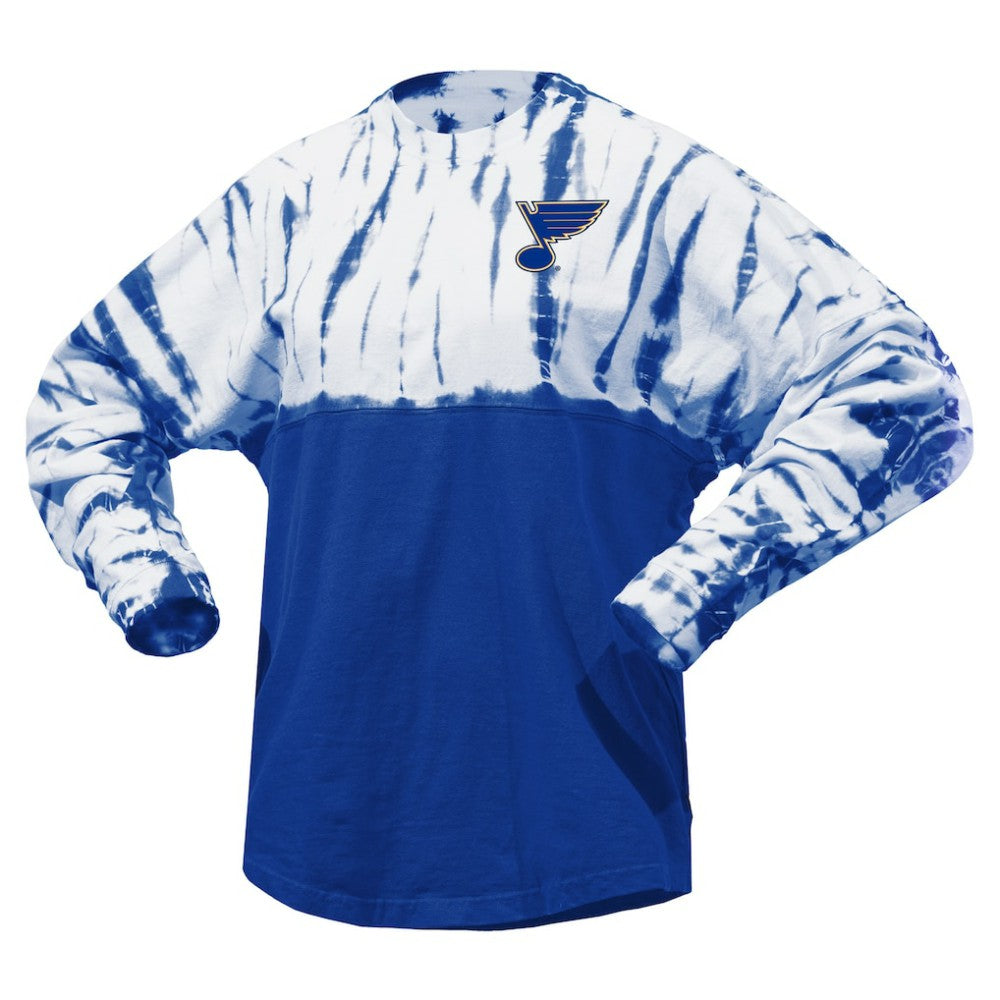 St. Louis Blues - Spirit Jersey Unisex Crystal Half Dye Long Sleeve T-Shirt Blue