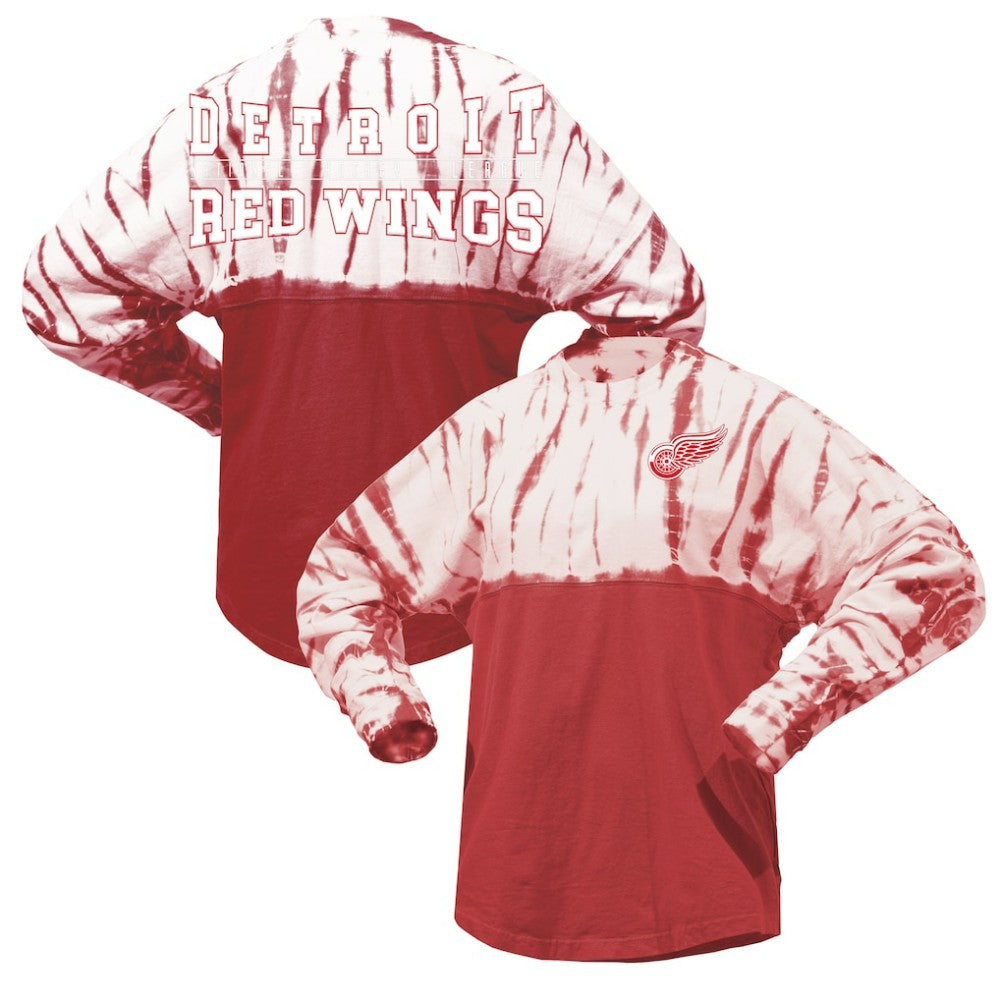 Detroit Red Wings - Spirit Jersey Unisex Crystal Half Dye Long Sleeve T-Shirt Red