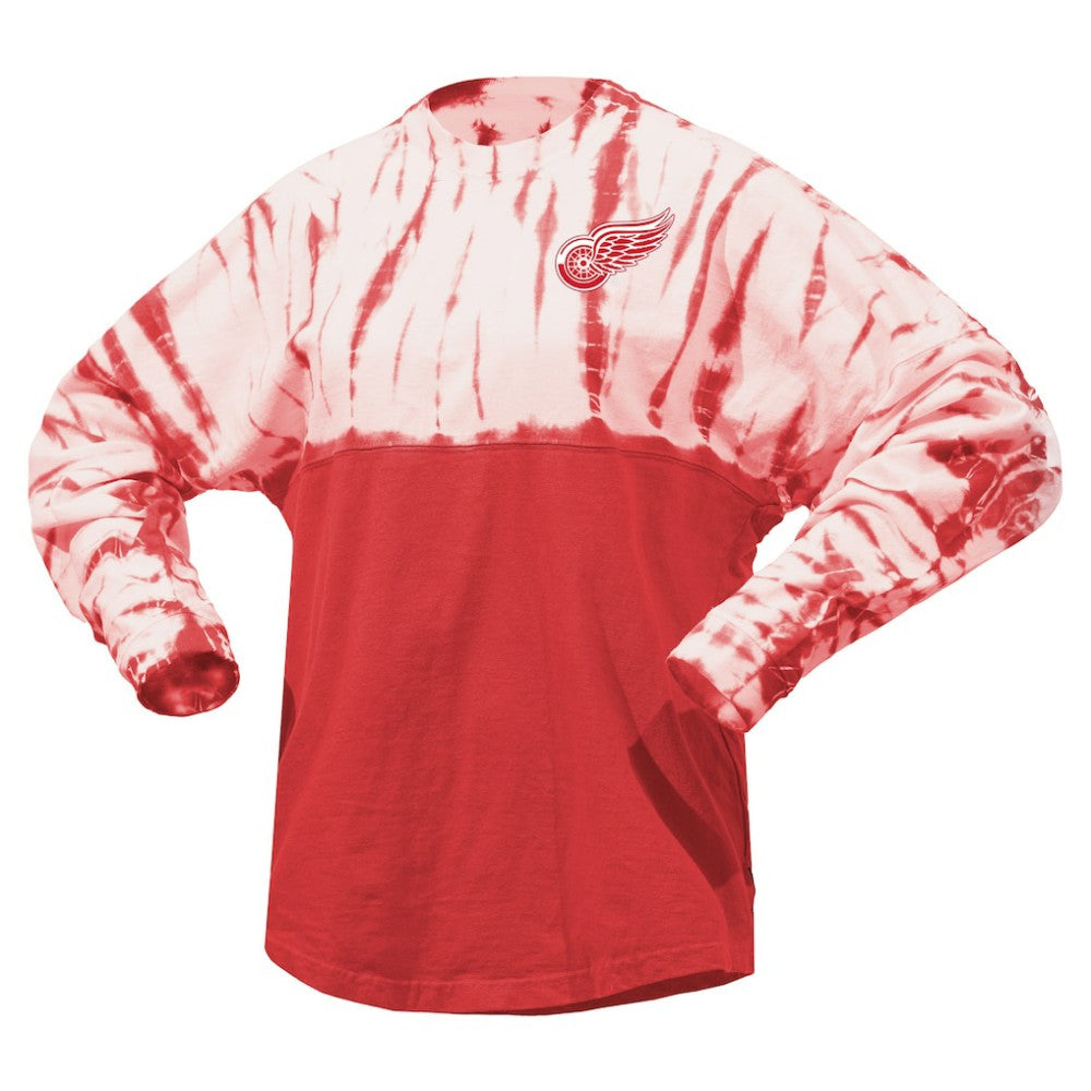 Detroit Red Wings - Spirit Jersey Unisex Crystal Half Dye Long Sleeve T-Shirt Red