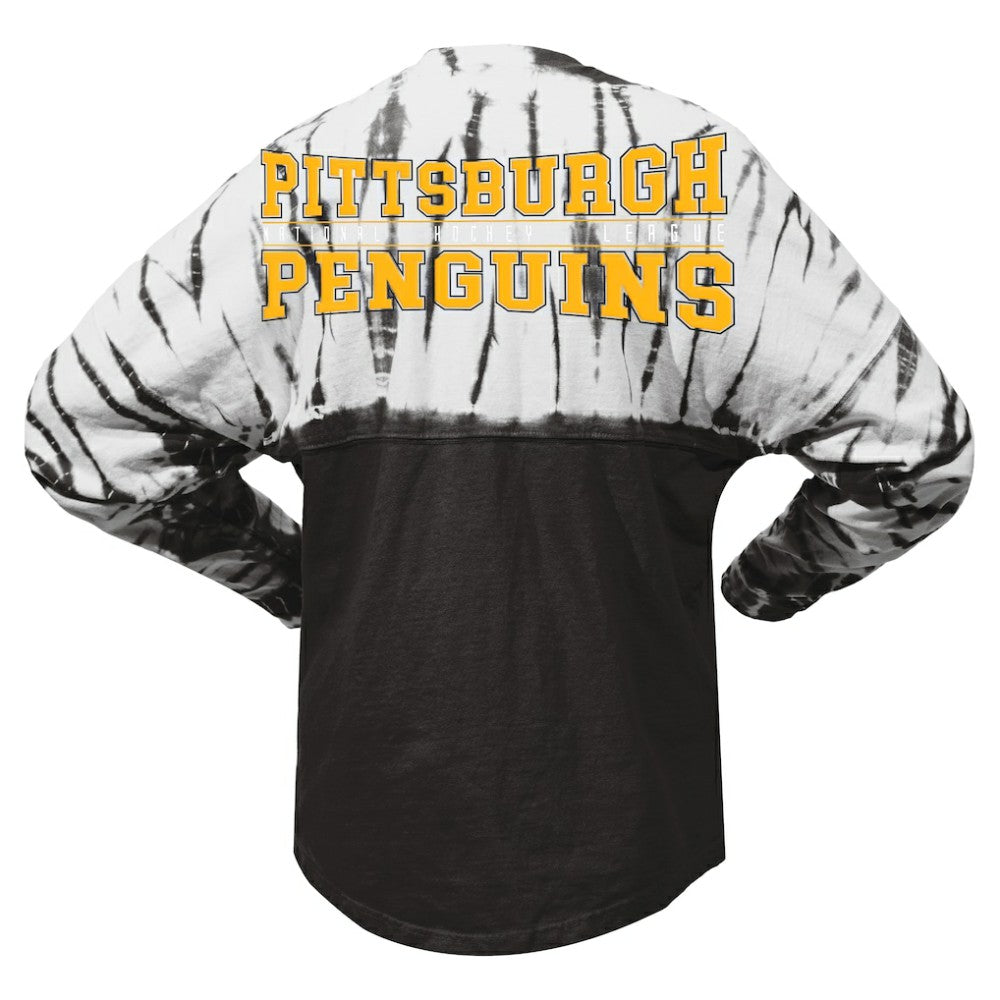 Pittsburgh Penguins Spirit Jersey Unisex Crystal Half Dye Long Sleeve T-Shirt Black