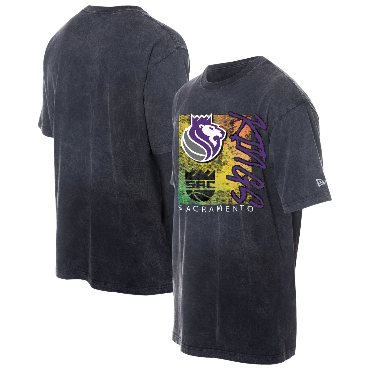 New Era - Sacramento Kings Distressed Sport Classics Enzyme Washed T-Shirt - Black