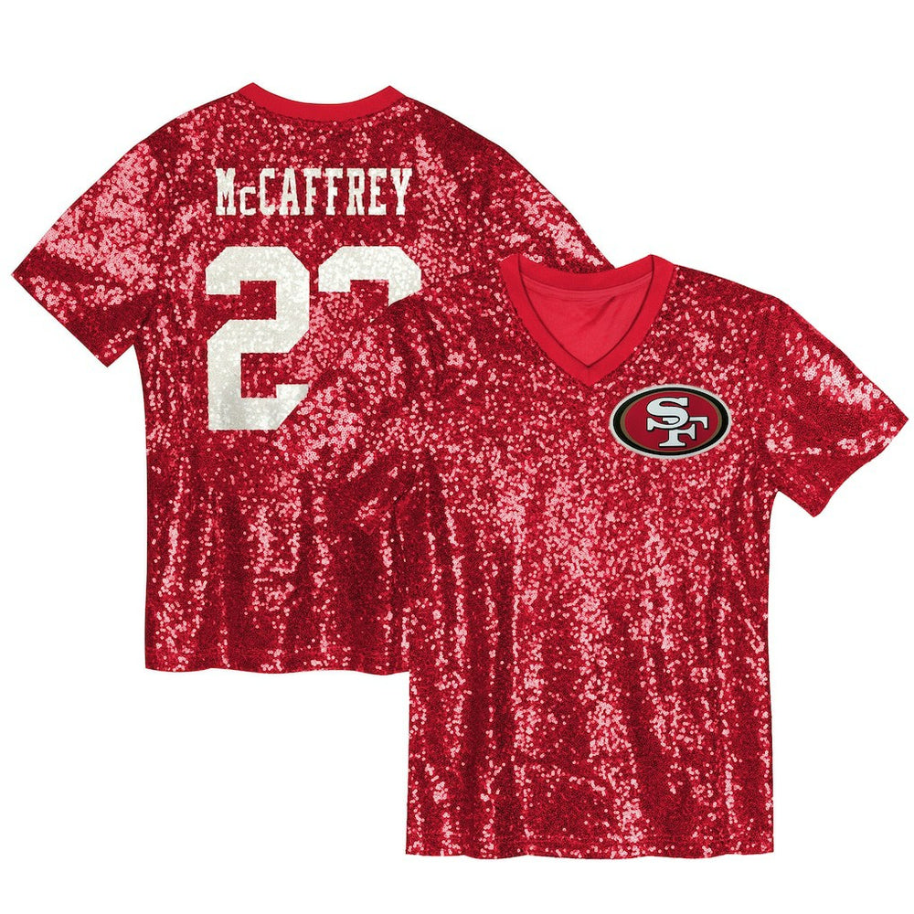 Christian McCaffrey San Francisco 49ers Women's Player Name & Number V-Neck Fashion Jersey Scarlet - NFL