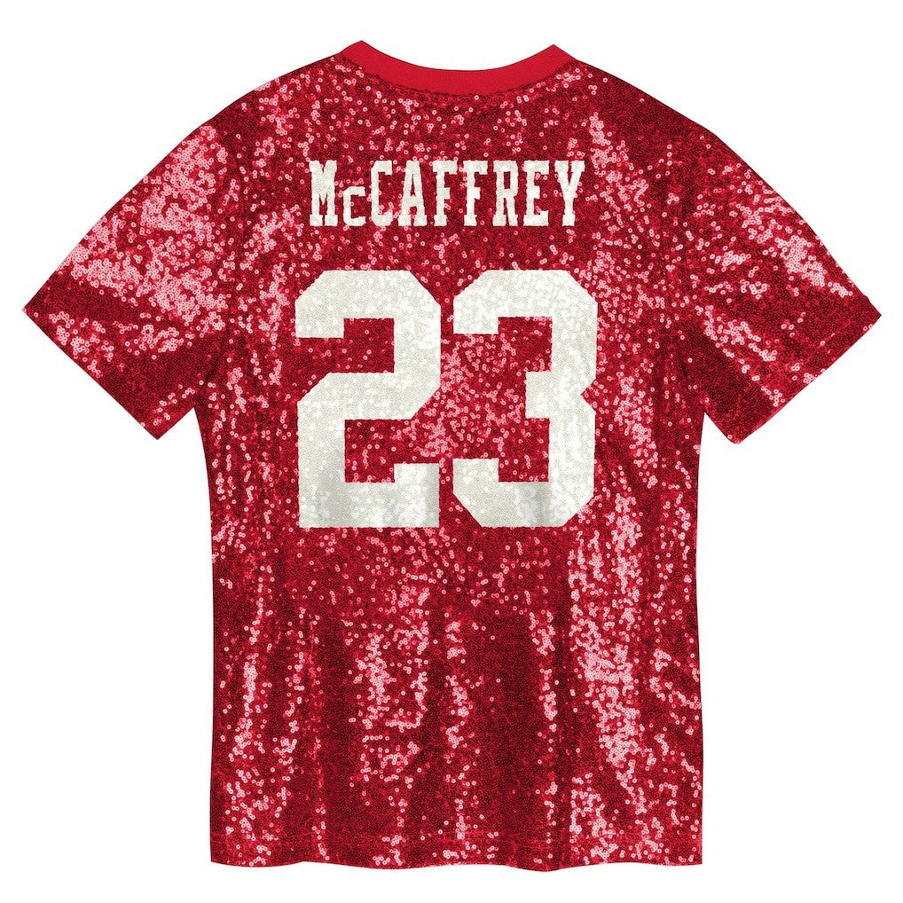 Christian McCaffrey San Francisco 49ers Women's Player Name & Number V-Neck Fashion Jersey - Scarlet outlet | NFL Jerseys