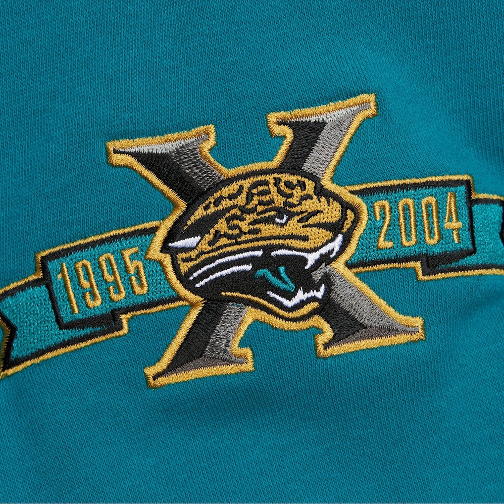 Jacksonville Jaguars All Over 4.0 Vintage Logo Pullover Sweatshirt Heather Gray - Mitchell & Ness