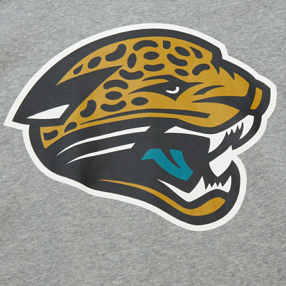 Jacksonville Jaguars All Over 4.0 Vintage Logo Pullover Sweatshirt Heather Gray - Mitchell & Ness