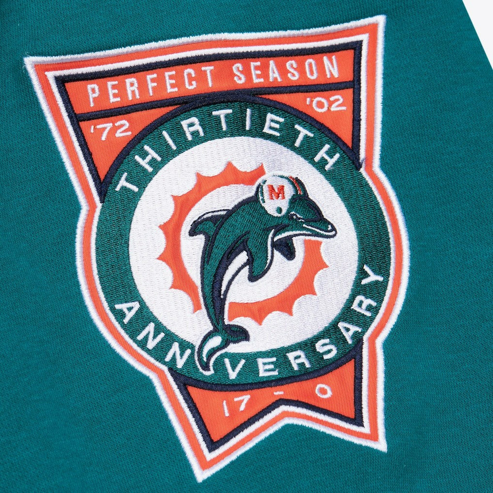 Miami Dolphins All Over 4.0 Vintage Logo Pullover Sweatshirt Heather Gray - Mitchell & Ness