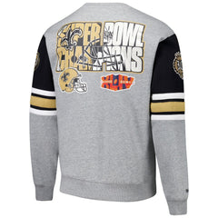 New Orleans Saints All Over 4.0 Vintage Logo Pullover Sweatshirt Heather Gray - Mitchell & Ness