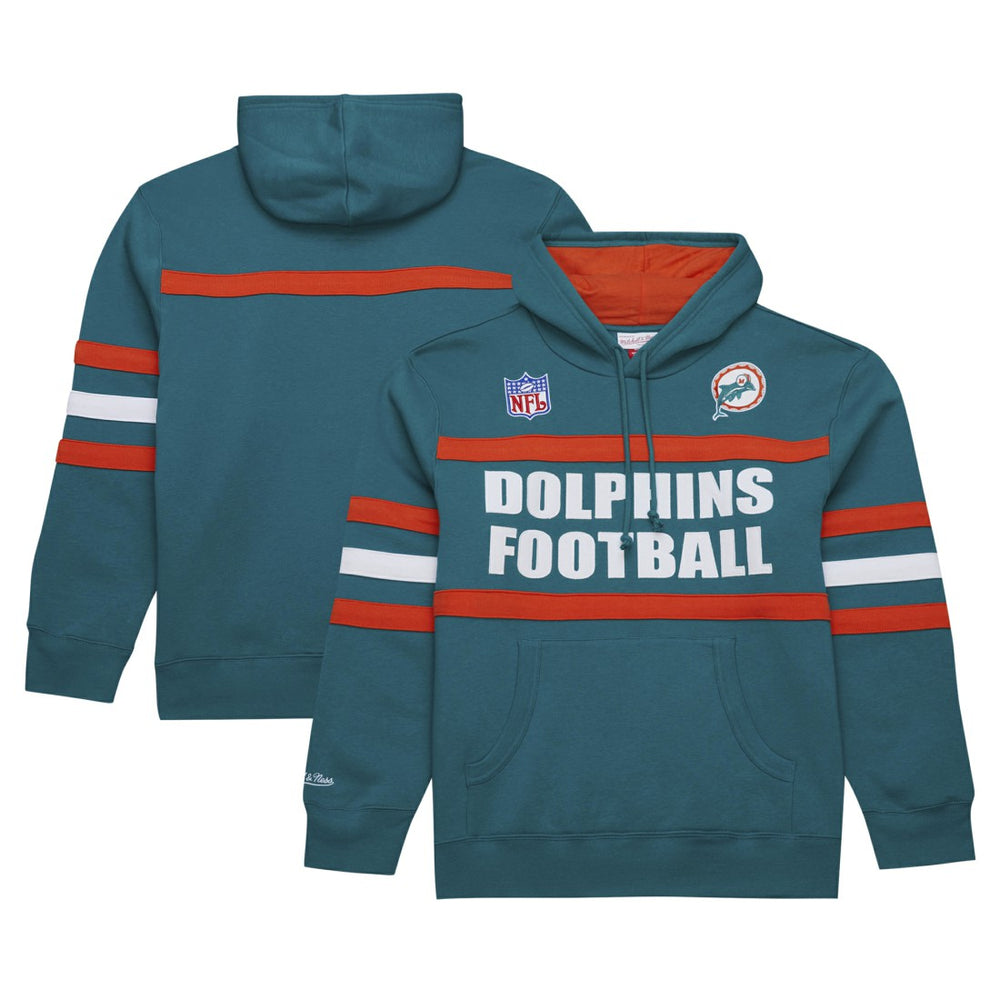 Miami Dolphins Vintage Logo Head Coach Fleece Pullover Hoodie Aqua - NFL