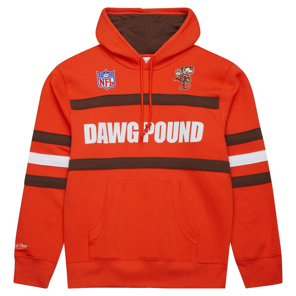 Cleveland Browns Vintage Logo Head Coach Fleece Pullover Hoodie Orange - NFL