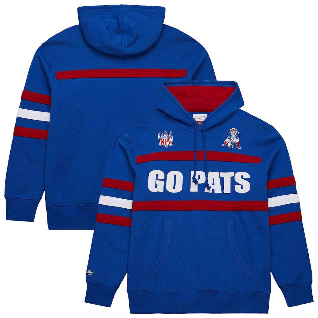 New England Patriots Vintage Logo Head Coach Fleece Pullover Hoodie Royal - NFL