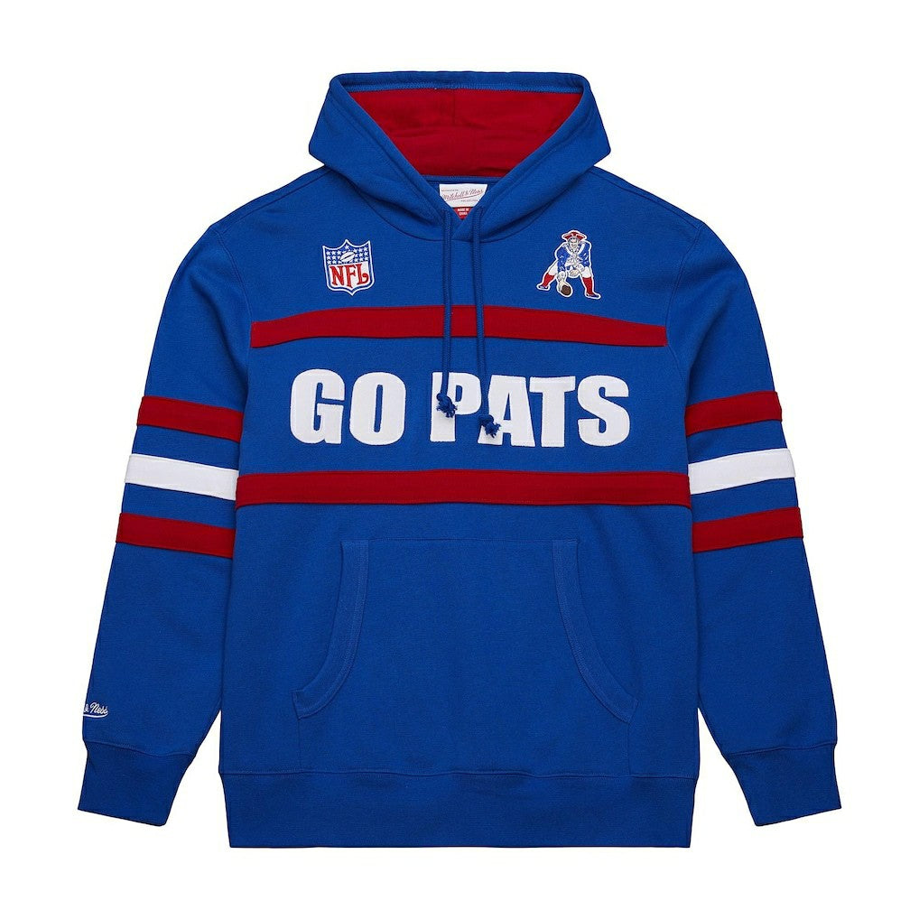 New England Patriots Vintage Logo Head Coach Fleece Pullover Hoodie Royal - NFL