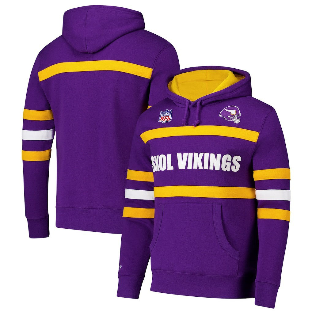 Minnesota Vikings Vintage Logo Head Coach Fleece Pullover Hoodie Purple - NFL