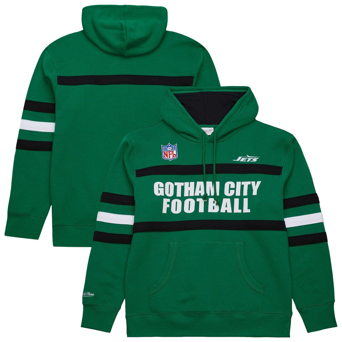 New York Jets Vintage Logo Head Coach Fleece Pullover Hoodie Kelly Green - NFL