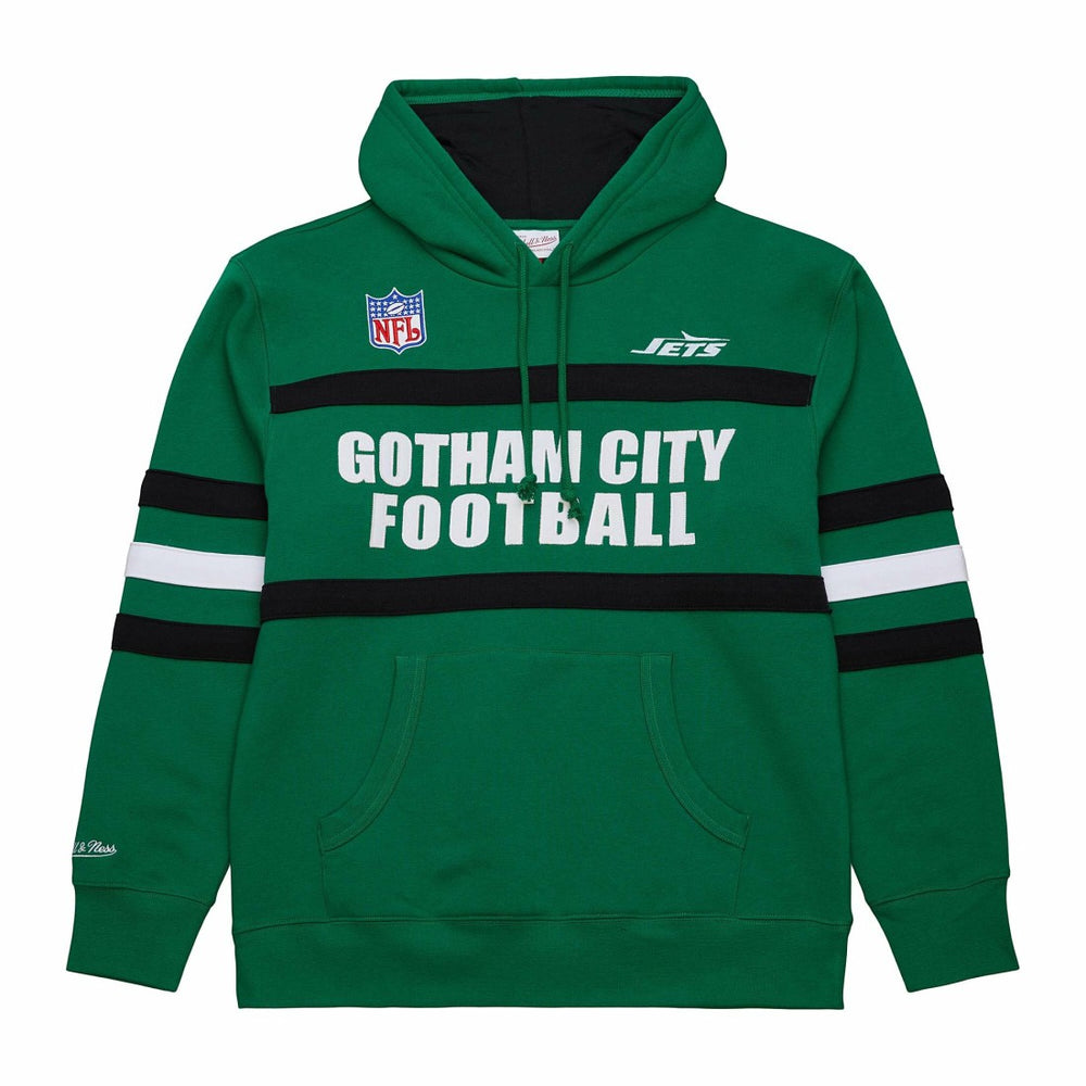 New York Jets Vintage Logo Head Coach Fleece Pullover Hoodie Kelly Green - NFL