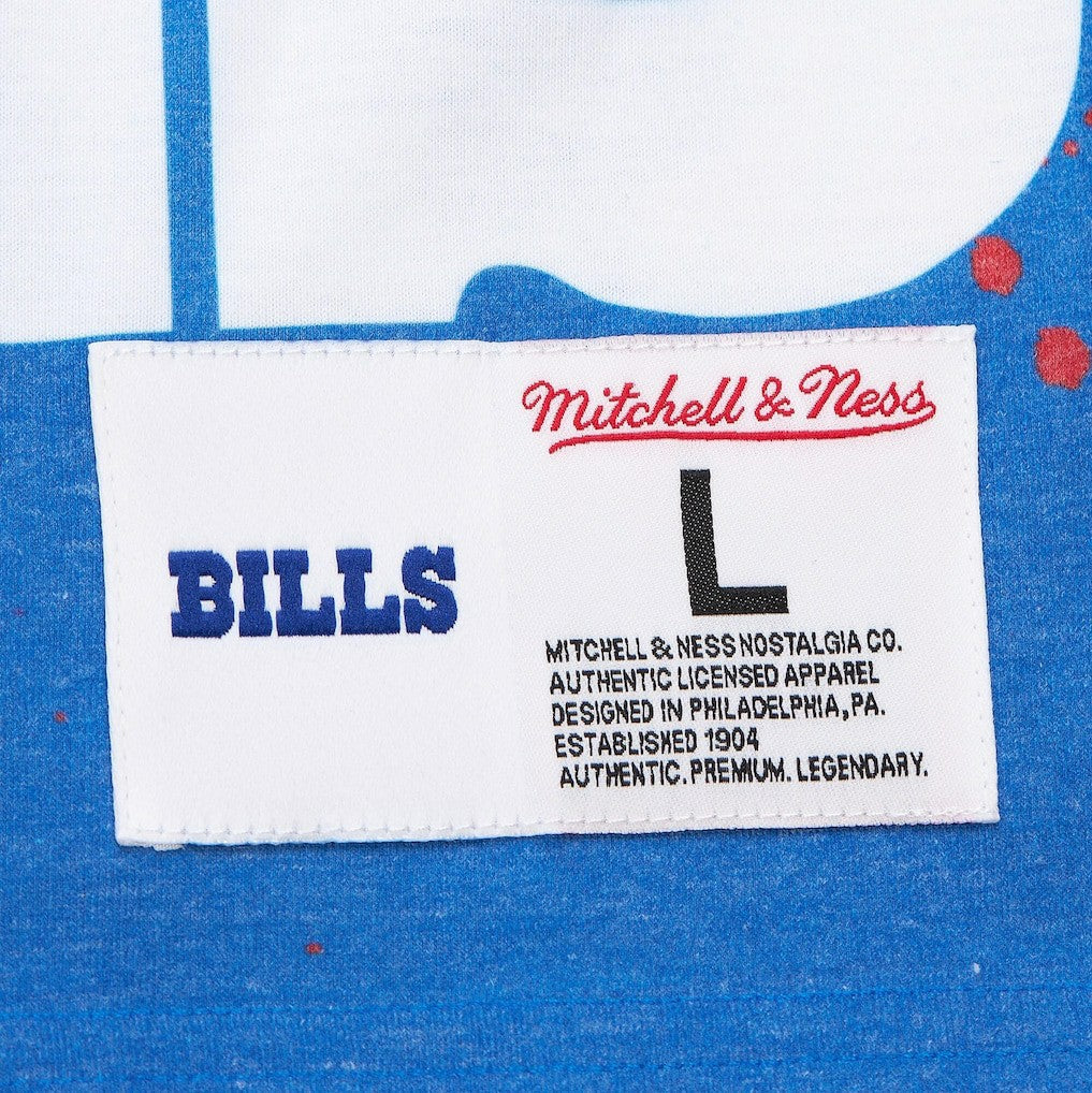 Buffalo Bills Team Burst Vintage Logo T-Shirt White - Mitchell & Ness