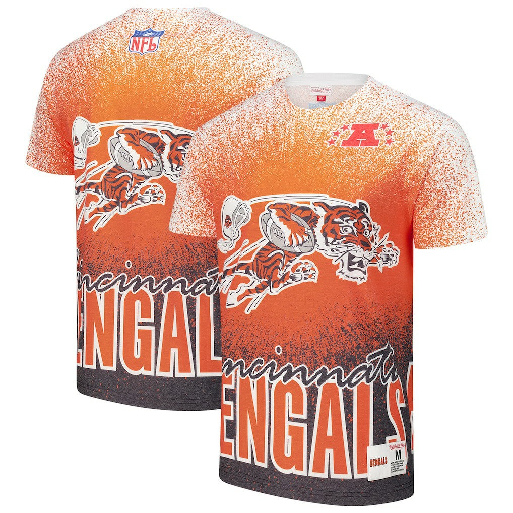 Cincinnati Bengals Team Burst Vintage Logo T-Shirt White - Mitchell & Ness
