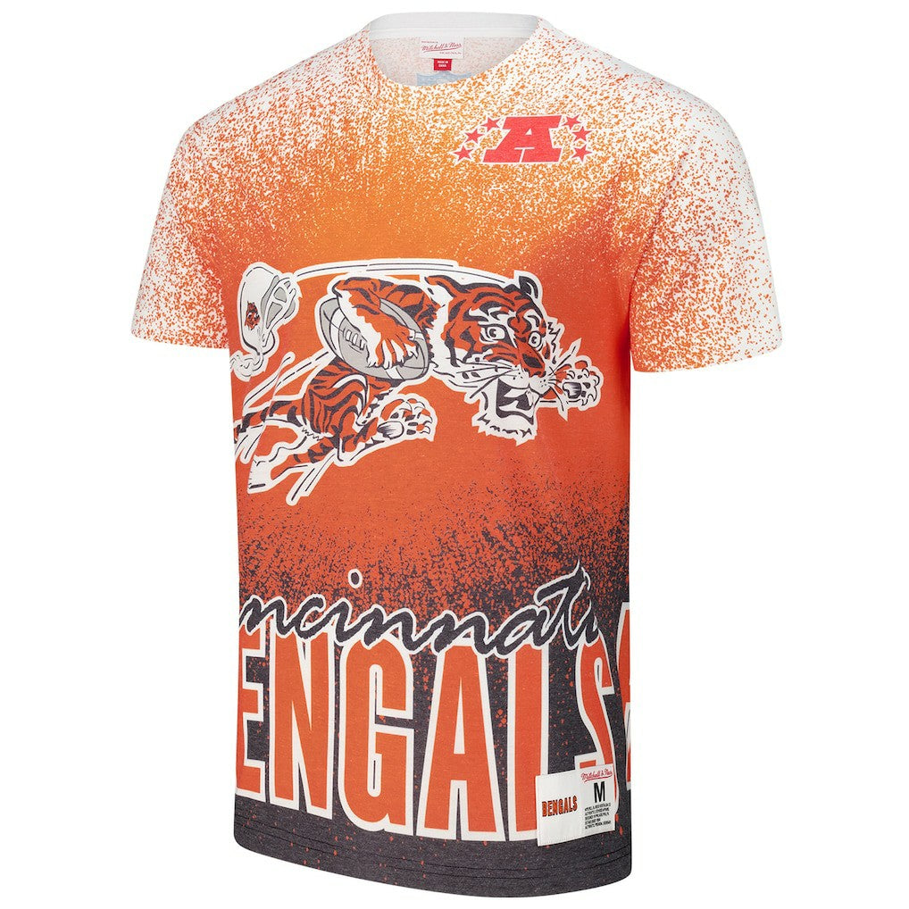 Cincinnati Bengals Team Burst Vintage Logo T-Shirt White - Mitchell & Ness