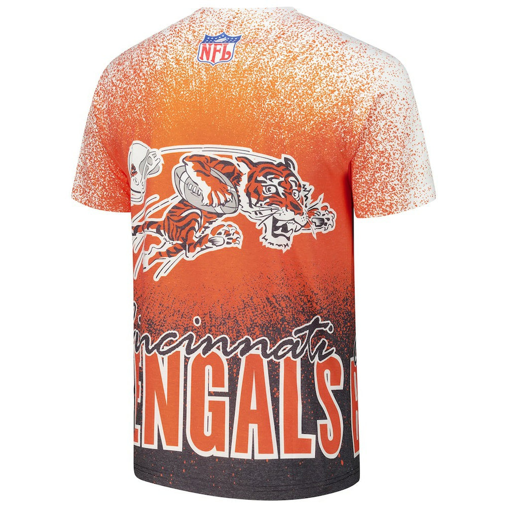 Cincinnati Bengals Team Burst Vintage Logo T-Shirt White - Mitchell & Ness