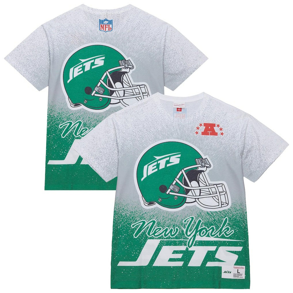 New York Jets Team Burst Vintage Logo T-Shirt White - Mitchell & Ness