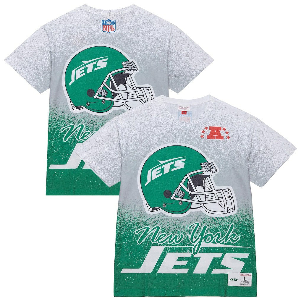 New York Jets Team Burst Vintage Logo T-Shirt White - Mitchell & Ness