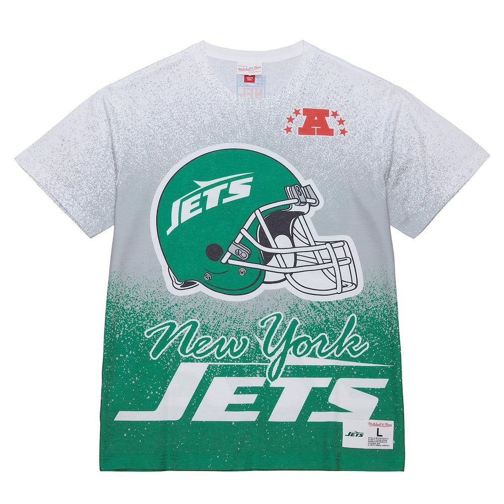 New York Jets Team Burst Vintage Logo T-Shirt White - Mitchell & Ness