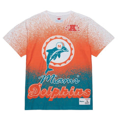 Miami Dolphins Team Burst Vintage Logo T-Shirt White - Mitchell & Ness
