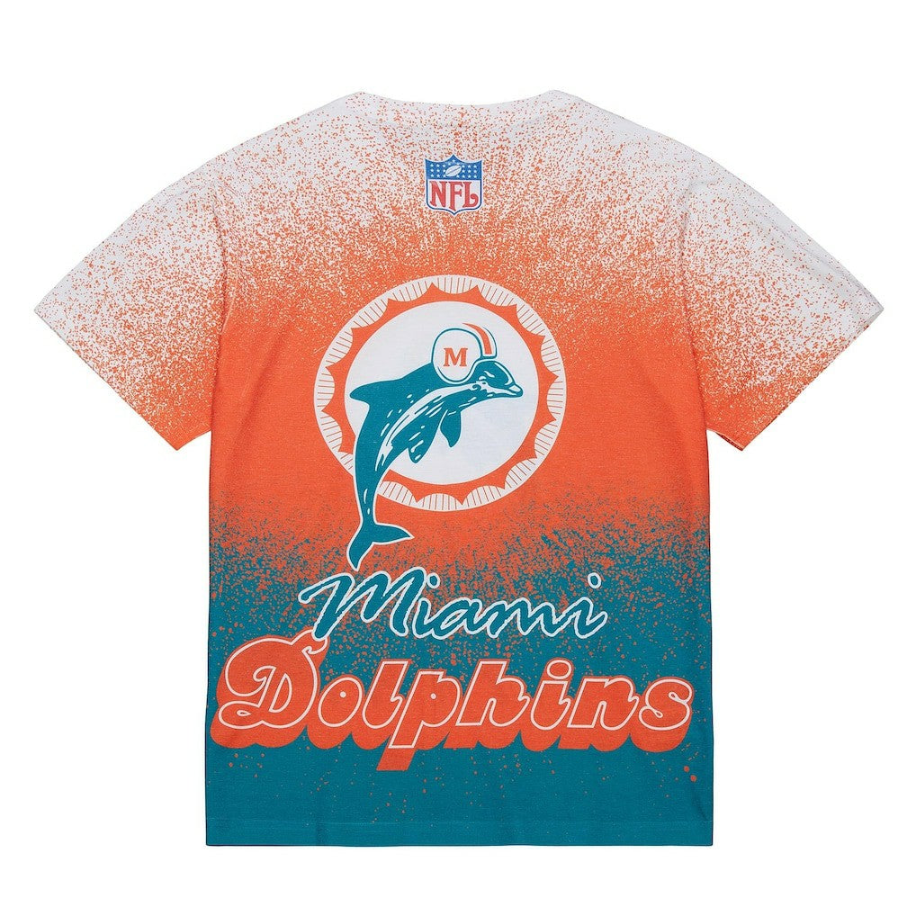 Miami Dolphins Team Burst Vintage Logo T-Shirt White - Mitchell & Ness